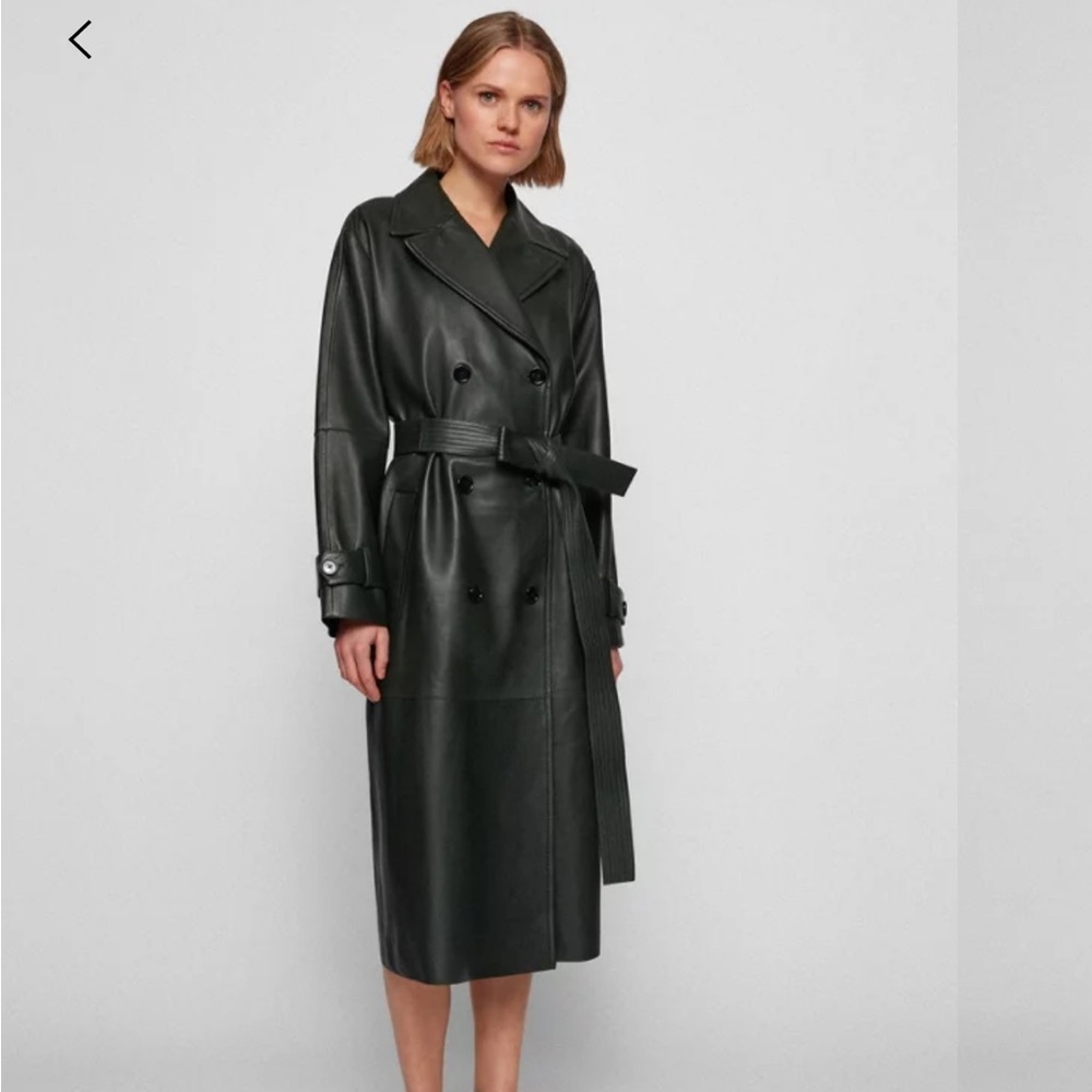 BOSS NAPPA-LEATHER TRENCH COAT